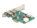 DeLOCK PCI Express x1 Karte zu 1 x extern USB Type-C Buchse PD 30 W + 2 x extern USB Typ-A Buchse USB 5 Gbps