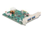 DeLOCK PCI Express x1 Karte zu 1 x extern USB Type-C Buchse PD 30 W + 2 x extern USB Typ-A Buchse USB 5 Gbps
