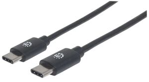 Manhattan USB 2.0 Typ C-Kabel, Typ C-Stecker auf Typ C-Stecker, 480 Mbit/s, 2 m, schwarz