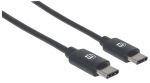 Manhattan USB 2.0 Typ C-Kabel, Typ C-Stecker auf Typ C-Stecker, 480 Mbit/s, 2 m, schwarz