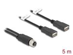 DELOCK M12 Kabel A-kodiert 8 Pin Buchse zu 2 x USB 2.0 Bu 5m