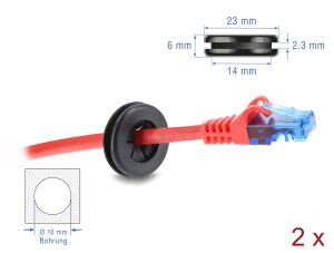 DELOCK Gummi Kabeldurchführung rund 16 mm Durchm. Schwarz