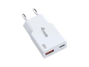 Equip 2-Port 20W GaN Slim USB PD-Ladegerät, USB-C x1, USB-A x1