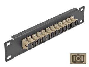 DELOCK 10" LWL Patchpanel 12 Port SC Simplex beige 1HE schw.