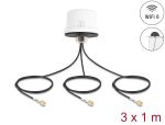 DeLOCK 4G MIMO Dualband WiFi 6 Antenne 2 x SMA + 1 x RP-SMA Stecker ULA100 1 m Schraubmontage outdoor weiß