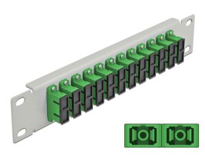 DELOCK 10" LWL Patchpanel 12 Port SC Duplex grün 1 HE grau