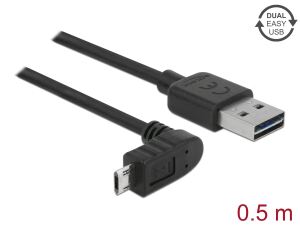 USB Kabel Delock A -> Micro-B St/St 0.50m 90°gew. Easy USB