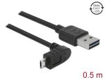 USB Kabel Delock A -> Micro-B St/St 0.50m 90°gew. Easy USB