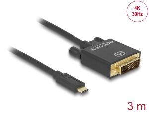 DELOCK USB-Kabel Typ C -> DVI(24+1) St/Bu 4K 30 Hz 3,0m sw