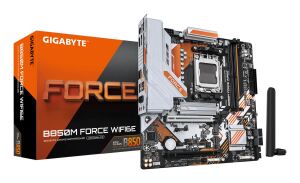 GIGABYTE B850M FORCE WIFI6E Mainboard – Unterstützt AMD Ryzen 9000 Serie Prozessoren, 8+2+2 Phasen Digital-VRM, bis zu 9600 MHz DDR5 (OC), 1 x PCIe 5.0 M.2 + 2 x PCIe 4.0 M.2, Wi-Fi 6E, 2.5 GbE LAN, USB 3.2 Gen 2