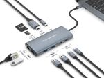 Conceptronic DONN06G 10-in-1 USB 3.2 Gen 1 Dockingstation, HDMI, 100W USB PD, USB-C 5Gbps x 2, USB-A 5Gbps x 3, SD, TF/MicroSD, GbE