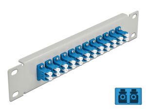 DELOCK 10" LWL Patchpanel 12 Port LC Duplex blau 1 HE grau