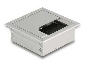 DeLOCK Kabeldurchführung für Tischeinbau mit Bürste 80 x 80 x 28 mm silber