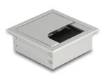 DeLOCK Kabeldurchführung für Tischeinbau mit Bürste 80 x 80 x 28 mm silber