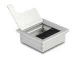 DeLOCK Kabeldurchführung für Tischeinbau mit Bürste 80 x 80 x 28 mm silber
