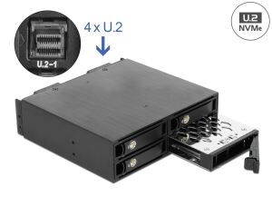 DeLOCK 5.25″ Wechselrahmen für 4 x 2.5″ U.2 NVMe SSD mit abschließbaren Trays