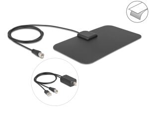 DeLOCK DAB+ DVB-T2 Antenne F Stecker 5 - 25 dB aktiv omnidirektional schwarz Klebemontage