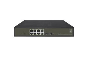 LevelOne Hilbert 10-Port Gigabit PoE Smart Lite Switch, 8 PoE Ausgänge, 2 x Gigabit SFP, 802.3at/af PoE, 130W PoE-Leistungsbudget