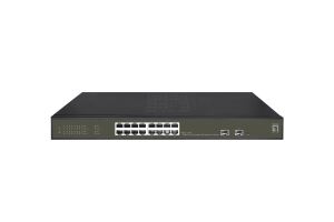 LevelOne Hilbert 18-Port Gigabit PoE Smart Lite Switch, 16 PoE Ausgänge, 2 x Gigabit SFP, 802.3at/af PoE, 230W PoE-Leistungsbudget