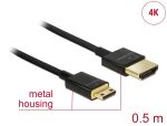 DELOCK HDMI Kabel Ethernet A -> mini C St/St 0.50m 3D...