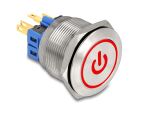 DELOCK Drucktaster zum Einbau 25mm 6xLötanschluss LED Rot