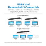 Tripp Lite U442-DOCK7D-B USB-C Dock, Dreifach-Display – 4K HDMI & DP, VGA, USB 3.x (5 Gbps) und USB 2.0 Nabenanschlüsse, GbE, 100 W PD-Aufladung