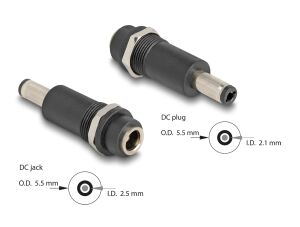 DELOCK Adapter DC 5,5 x 2,5 mm Buchse > DC 5,5 x 2,1 mm St.