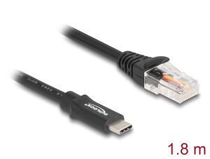 DeLOCK Adapter USB 2.0 Type-C Stecker zu 1 x Seriell RS-232 RJ45 Stecker 1,8 m schwarz