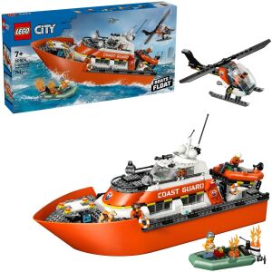 Lego City Rettungsboot d. Küstenwache Hubschrauber--60504