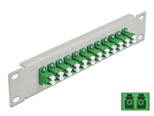 DELOCK 10" LWL Patchpanel 12 Port LC Duplex grün 1 HE grau