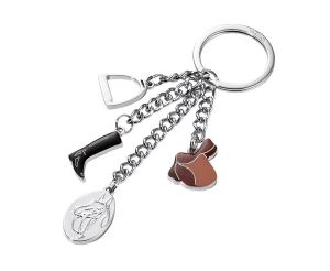 TROIKA KR13-17/CH Schlüsselring/Etui Schlüsselanhänger Schwarz, Braun, Silber