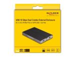 DeLOCK Externes USB Type-C Dual Combo Gehäuse für 2 x M.2 NVMe PCIe oder SATA SSD - werkzeugfrei