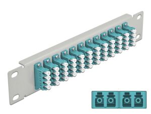 DELOCK 10" LWL Patchpanel 12 Port LC Quad aqua 1 HE grau