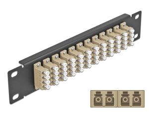 DELOCK 10" LWL Patchpanel 12 Port LC Quad beige 1 HE schwarz