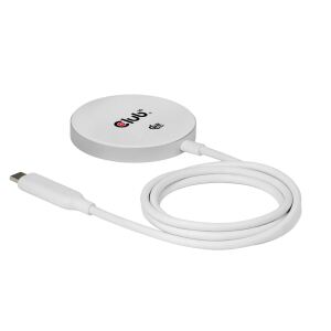 CLUB3D CAC-3026 Qi2 25W kabelloses Ladegerät Weiß Qi 2.2 MagSafe-kompatibles Magnetpad