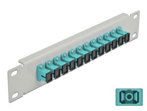 DELOCK 10" LWL Patchpanel 12 Port SC Simplex aqua 1 HE grau