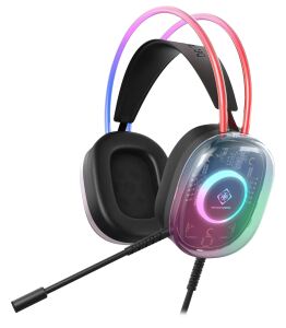 Deltaco Gaming GAM-186 Kopfhörer & Headset Kabelgebunden Kopfband USB Typ-A Schwarz, Transparent
