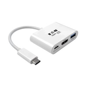 Tripp Lite U444-06N-HU-C USB-C zu HDMI Adapter mit USB 3.x (5 Gbps) Nabenanschluss und PD-Aufladung, HDCP, Weiß