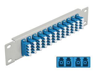DELOCK 10" LWL Patchpanel 12 Port LC Quad blau 1 HE grau