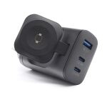 RealPower 450476 Ladegerät für Mobilgeräte Powerbank, Smartwatch, Tablets Schwarz AC Kabelloses Aufladen Schnellladung Drinnen