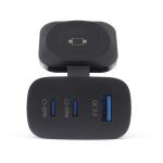 RealPower 450476 Ladegerät für Mobilgeräte Powerbank, Smartwatch, Tablets Schwarz AC Kabelloses Aufladen Schnellladung Drinnen