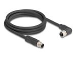 DELOCK M12 Kabel L-kodiert 4 Pin St zu Bu r. gew. PUR 2m sw