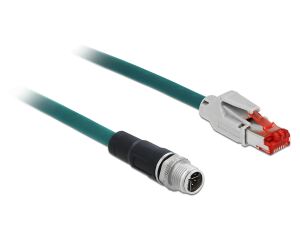 DELOCK Netzwerkkabel M12 8 Pin X-kodiert zu RJ45 St. PVC 3 m