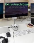 ICY BOX IB-MS505-TI, Monitorständer mit Tischhalterung für drei Monitore bis zu 32’’ (81 cm) und USB/Audio Unterstützung