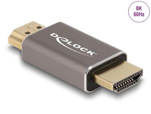 DELOCK HDMI Adapter Stecker zu Stecker 8K 60 Hz grau Metall