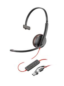 HP Poly Blackwire 3210 Monaurales USB-C-Headset + USB-C/A-Adapter