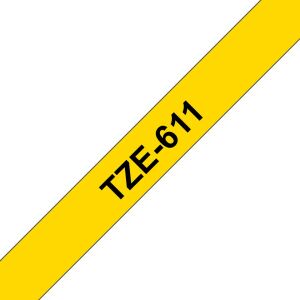 Brother TZE-611 Etiketten erstellendes Band Schwarz auf gelb