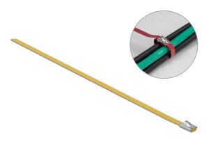 DELOCK Edelstahlkabelbinder L 300 x B 4,6 mm gelb 10 Stück