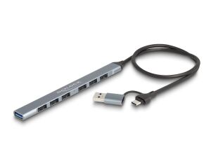 DeLOCK 4 Port Slim USB Hub mit USB Type-C™ oder USB Typ-A zu 3 x USB 5 Gbps USB Type-C™ + 1 x USB 5 Gbps Typ-A