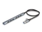 DeLOCK 4 Port Slim USB Hub mit USB Type-C™ oder USB Typ-A zu 3 x USB 5 Gbps USB Type-C™ + 1 x USB 5 Gbps Typ-A
